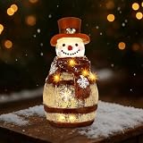 Roowest 8'' Snowman Winter Resin Decorations with LED Lighted