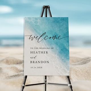 Generic Personalized Beach Wedding Welcome Sign - 12"x18" Canvas Art Print