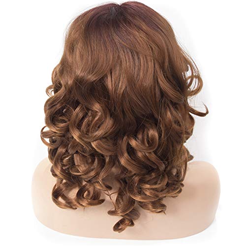 hanxiaoyishop Perücke Kurze Perücken for Frauen verlieren Wellen-synthetische Spitze-Front-Perücke mit natürlicher Haaranleitung for Party/Cosplay Perücke Perücken (Wig Length : 18inches) thumbnail