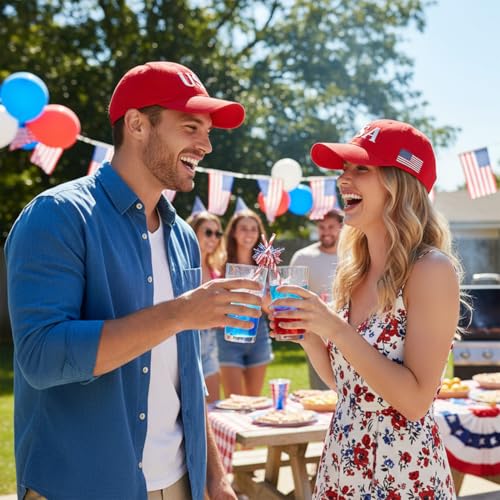 Image of USA Flag Baseball Cap American Patriotic Trucker Hat Father Dad Mother Mom Adjustable Sportswear Hat for Men Women Adults