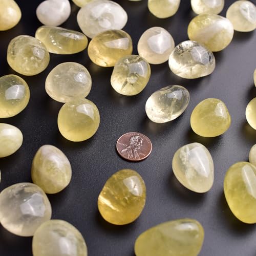 Image of Polished Stone Set Citrine Crystals, 0.8 inch Handpicked Tumbled Gemstones Rocks, Pebbles for Reiki, Chakra, Healing, Home Decor