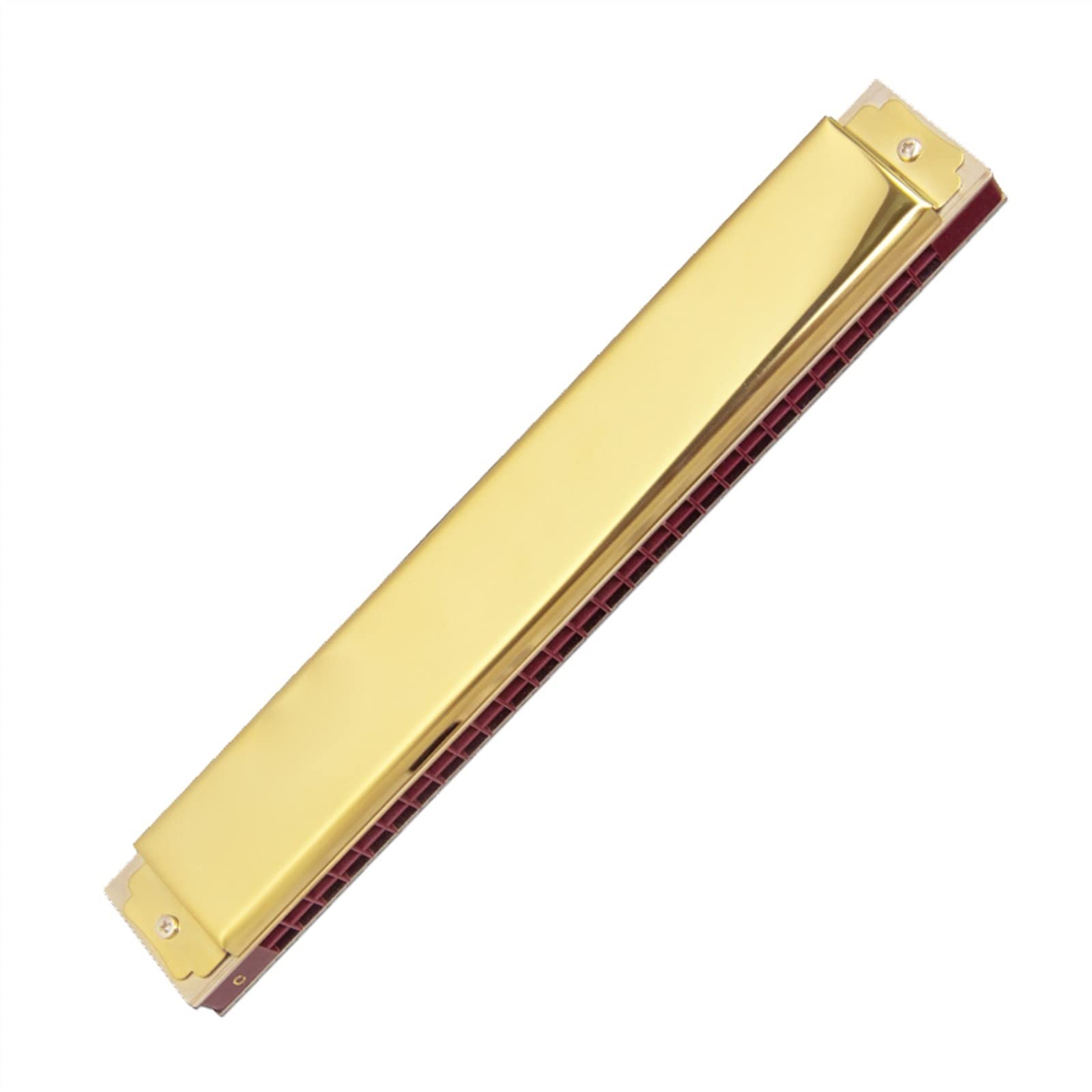 Standard Mundharmonikas 28 Löcher Tremolo-Mundharmonika Professionelle Mundharmonikas Musikinstrumente Gold (Color : Key Bb)