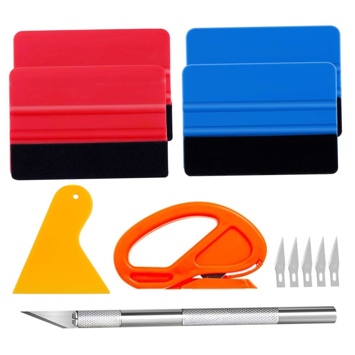 Vaguelly 1Set Car Window Tint Tool Kit Vinyl Wrap Installation Tools with Felt Squeegees Utility Knife and Scrapers for Vinyl Film and Wallpaper Projects