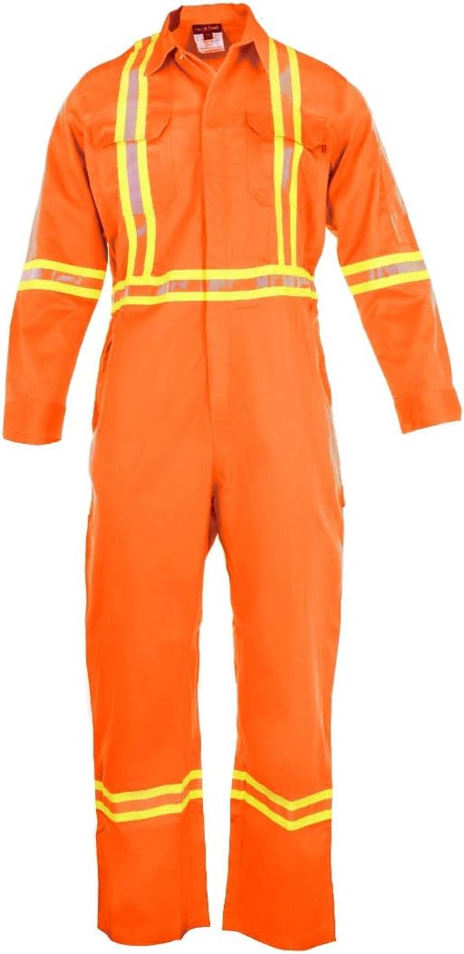 Flame Resistant FR High Visibility Hi Vis Coverall - 88% C/12% N (Small, Navy Blue) : Clothing, Shoes & Jewelry