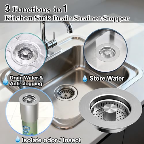 Tapón para lavabo con colador y filtro de desagüe miniatura 3