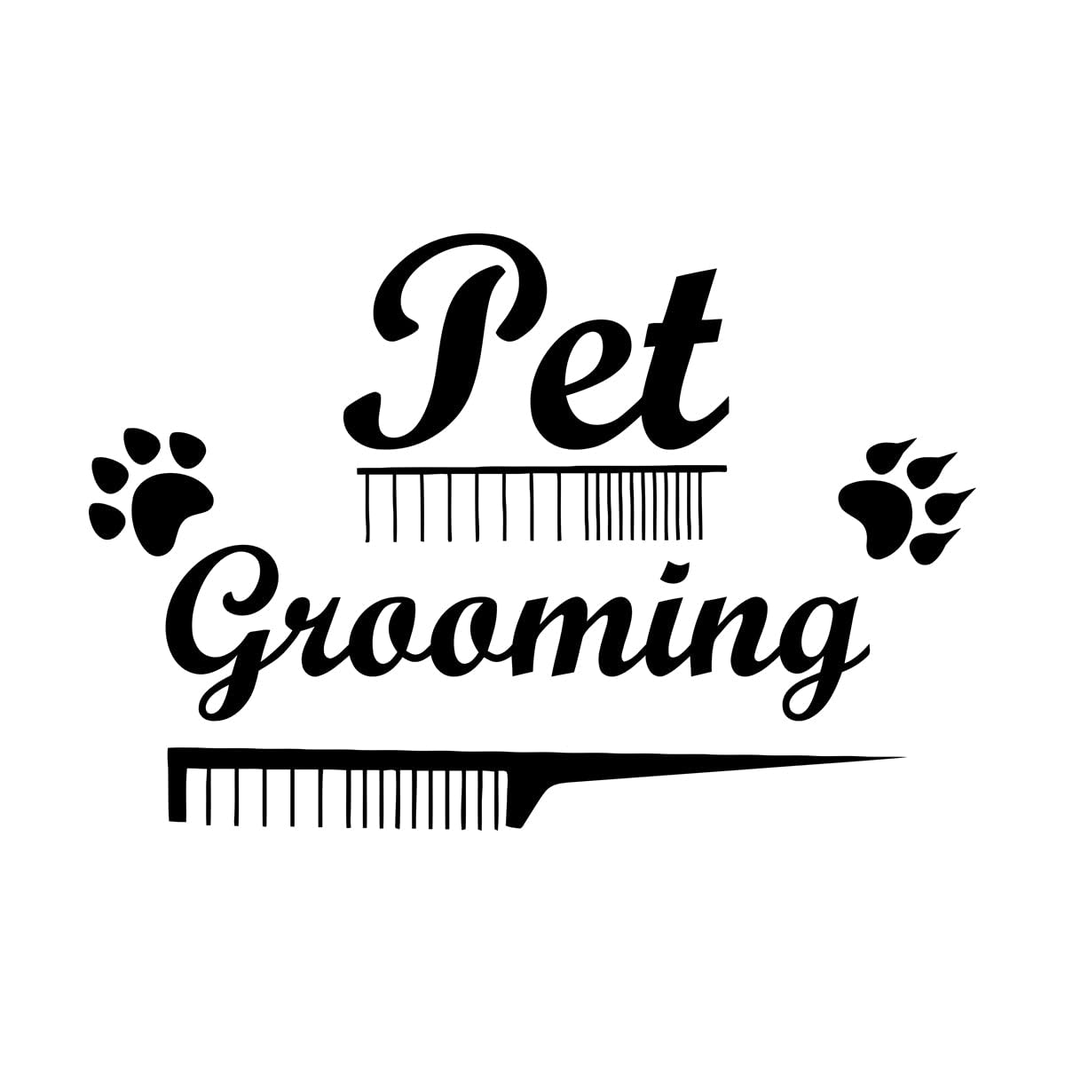 Pet Grooming Salon Home Animals Paw Prints Wall Decals PVC 48x72.6cm Waterproof Large Black