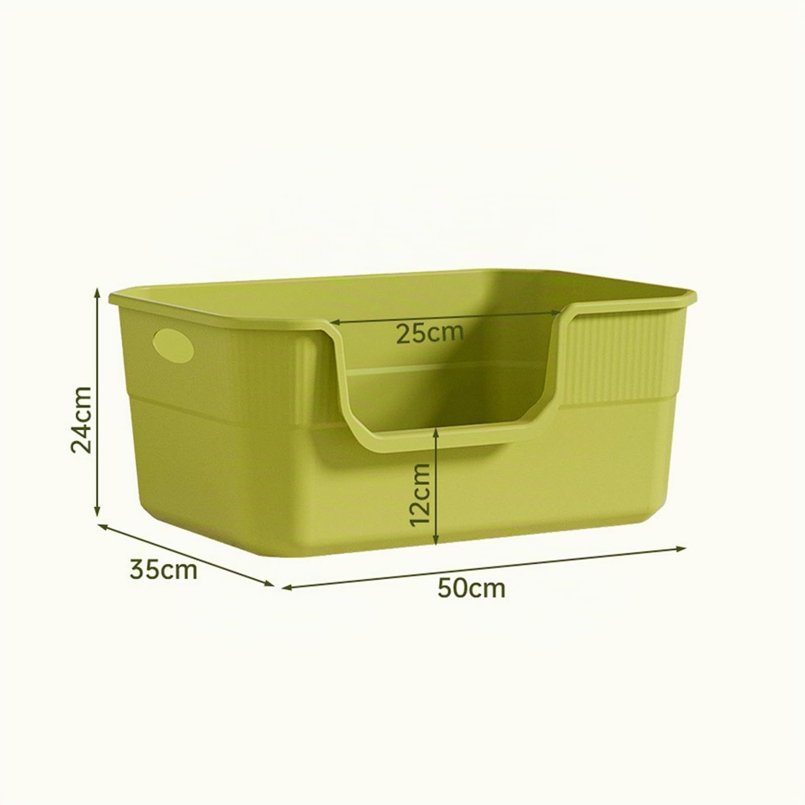 Colcolo Offene Katzentoilette, extra große, leicht zu reinigende, 24 cm hohe Bettpfanne für Katzen im Innenbereich, Sandkasten, Grün