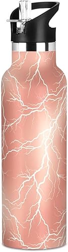Lightning Rose Gold Leak Proof & BPA Free Sports Insulated Water Bottle With Straws Leak-proof Hot & Cold Double Walled for Sport Gym Outdoor Travel disponible en Yaxa Colombia