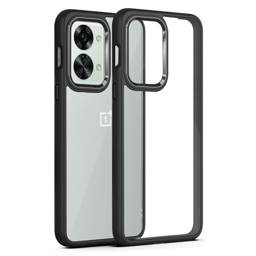 Winble Back Case Cover for OnePlus Nord 2T 5G Back Cover Metal Camera Guard Acrylic Clear Protective Back Cover for OnePlus Nord 2T 5G / One Plus Nord 2T 5G (Black)
