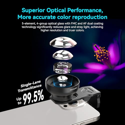 APEXEL 100Ultra Macro Lens - Enhanced Version Smartphone Lens for iPhone, Samsung, Pixel | Professional Macro Photography of Flowers, Iinsects, Jewelry, Food Details and Other Small Objects
