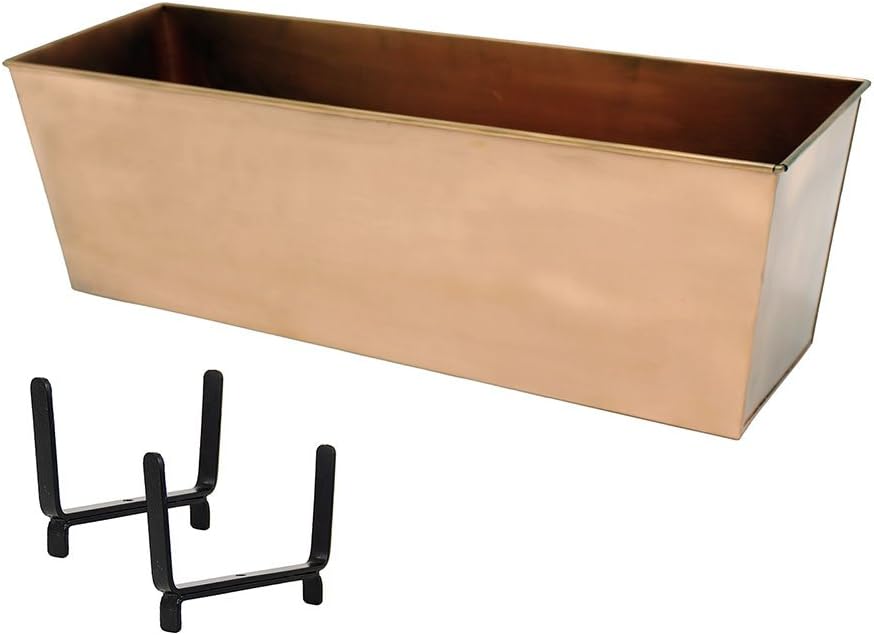 Achla Designs 2" x 6" Handrail Flowerbox Bracket Kit for Rail, Large, Copper