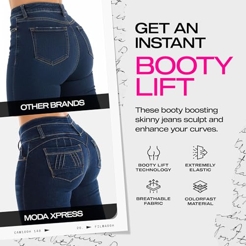 Image of Moda Xpress Women's Butt Lifting High Waisted Bootcut Jeans - Stretchy, Comfortable Flare Jeans in Junior Size Vintage Style