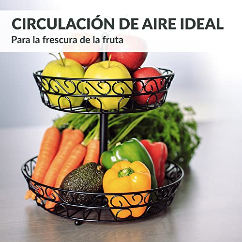 Miniatura 6 de Chefarone Frutero De 30 Cm, Color Negro, Para Frutas Frescas Durante Más Tiempo, Cesta De Metal Para Frutas Frescas, Soporte Negro Con 3 Fruteros, Almacenamiento Decorativo Para Frutas, Soporte