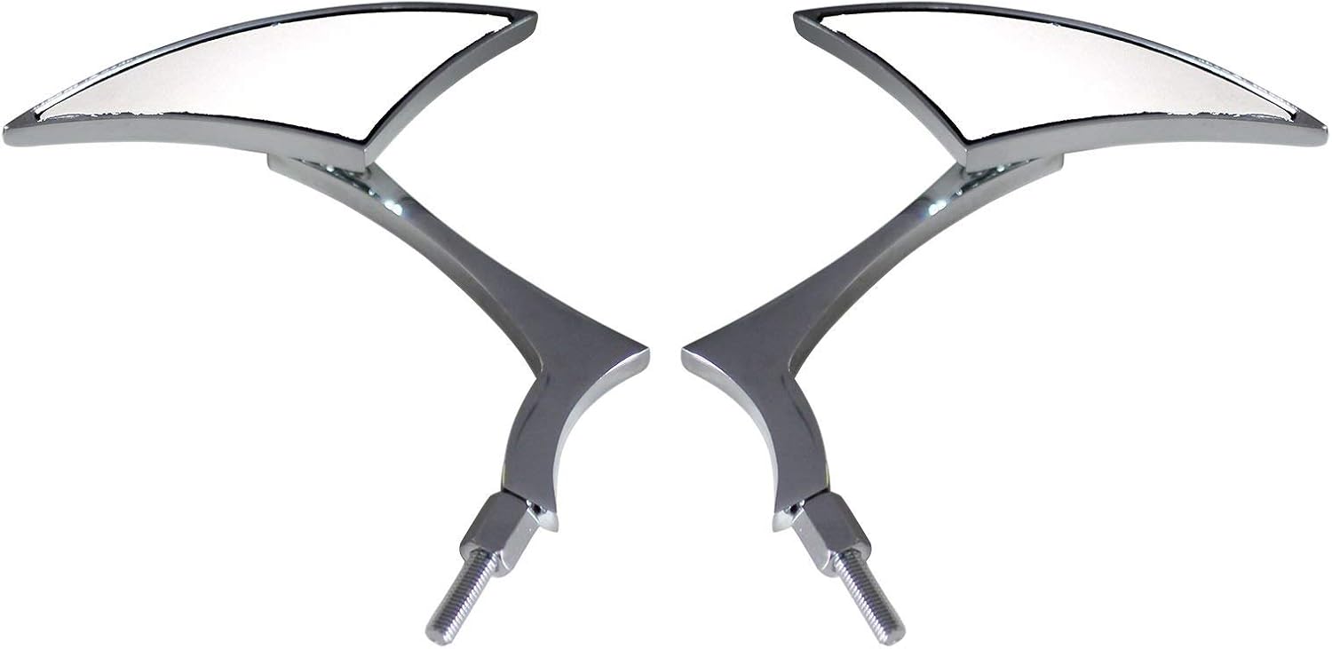 Chrome Sickle Mirror Set with Radical Elbow Stem Motorcycle Mirrors Compatible for 2016 Harley-Davidson Sportster 1200 Custom XL1200C