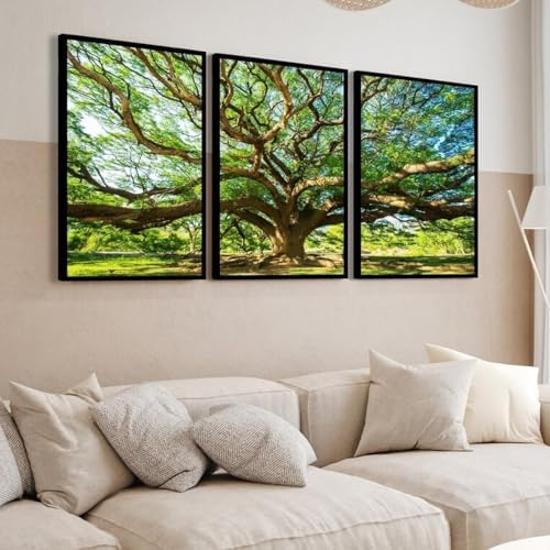 Quadro Decorativo arvore paisagem folhas verde por sol Sala Quart...