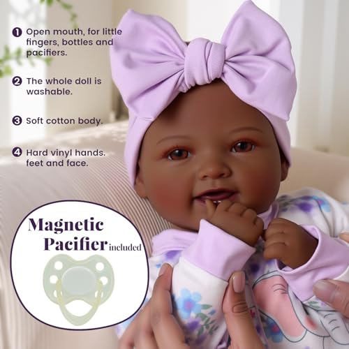 Muñeca Bebé Negra con Cuerpo Suave de 17 Pulgadas para Niños 3+ miniatura 5
