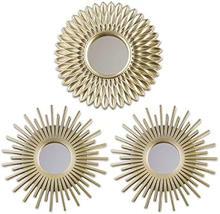 BONNYCO The Champagne Mirrors Pack of 3 Gold Mirrors for Living Room, Home Decor Bedroom | Round Mirrors Hanging Wall Decor | Small Mirrors Shabby Chic Home Accessories | Women Gifts Mums