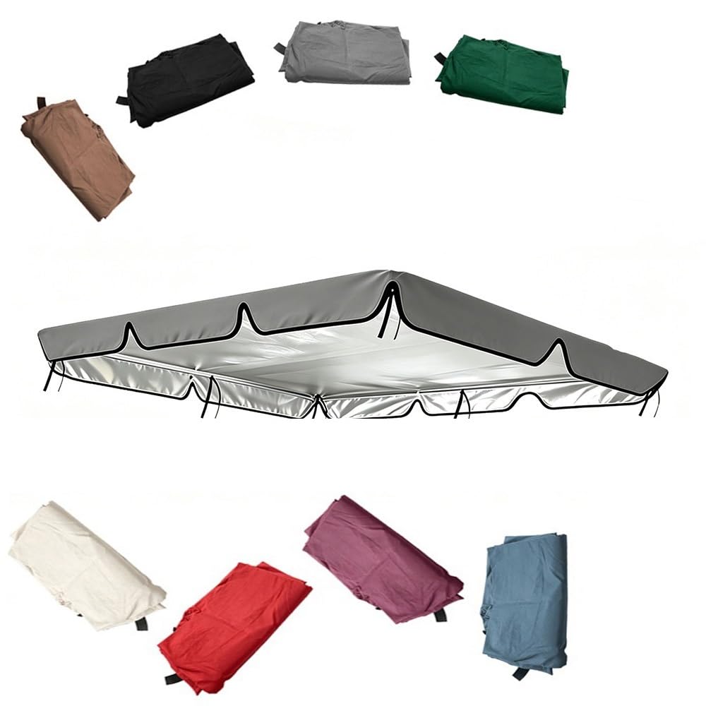 ZYXQQJ Patio Swing Canopy Replacement 210D/420D/600D Swing Canopy Replacement Top Anti-UV Waterproof For Outdoor Garden Yard Porch(Grey,420D/190 * 132 * 15cm)
