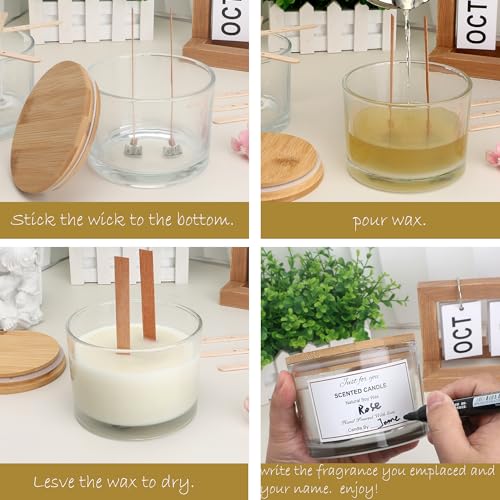 image for MILIVIXAY 6 Pack 16 oz Candle Jars with Bamboo Lids and Candle Making 