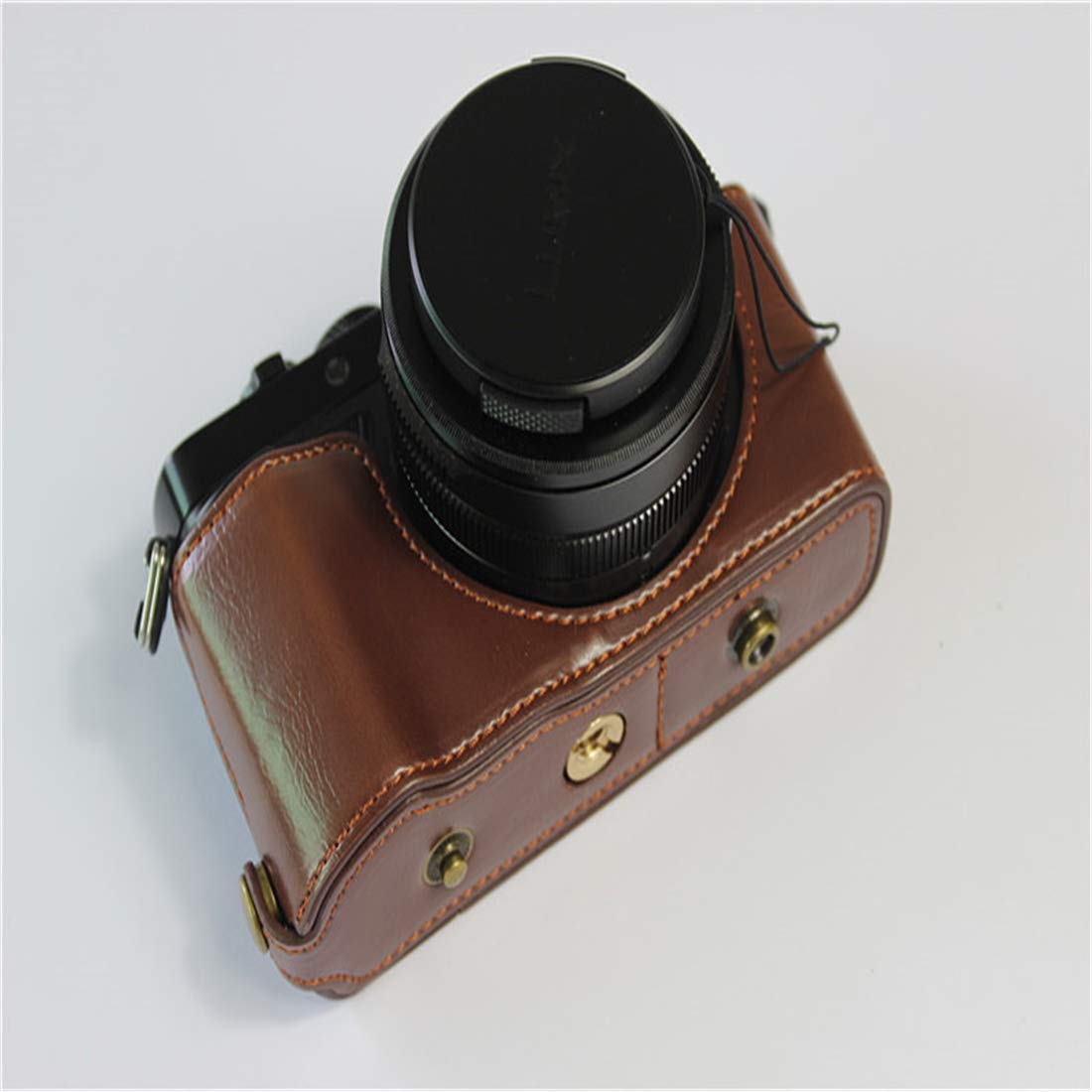 Borsa per Fotocamera in Pelle PU Vintage Classica, Borsa per Fotocamera per Fotocamera Panasonic LX100M2 Applicare agli Appassionati di telecamere,caffè