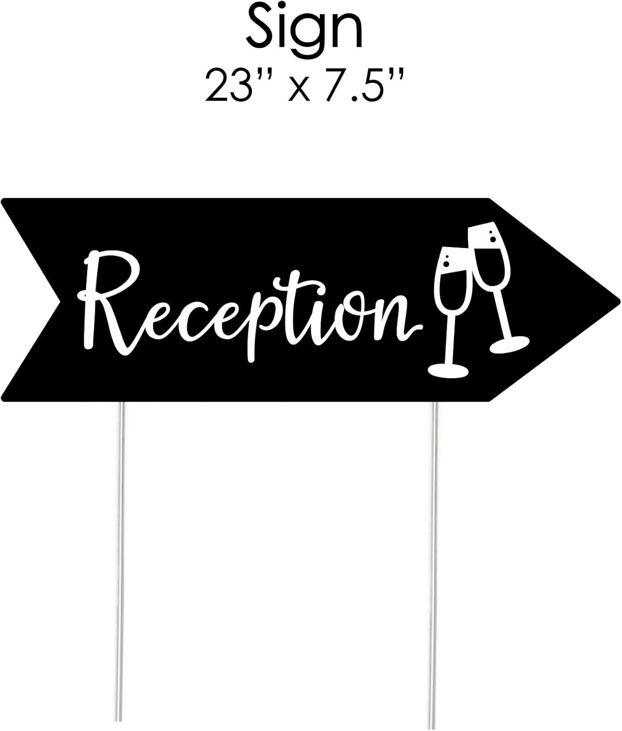 Big Dot of Happiness Black Wedding Reception Signs - Wedding Sign Arrow - Double Sided Directional Yard Signs - Set of 2 Reception Signs