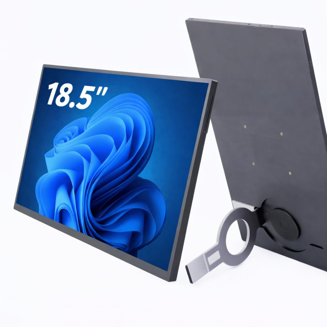 18.5 Inch FHD Portable Monitor | IPS Display | Ultra-Slim Foldable Screen Extender | USB Type-C & HDMI | Compatible with Laptop, PC, Mac (18.5″)