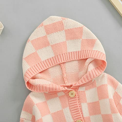 Toddler Baby Girl Cardigan Long Sleeve Floral Button Knit Sweater Coats Top Cute Fall Winter Knitwear Jacket Warm Clothes (Hoodie Pink,2-3T) #TOP2