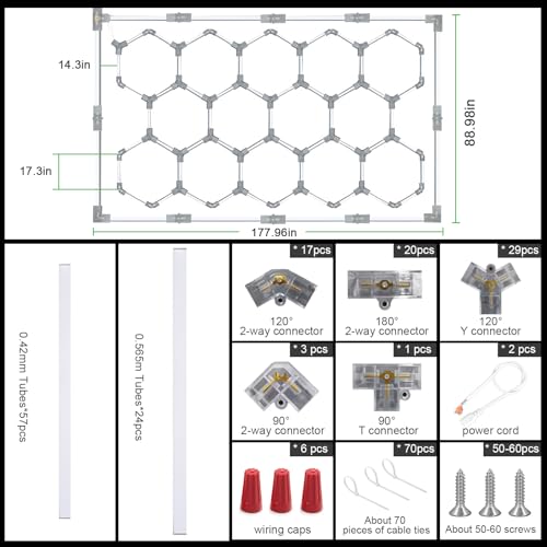 Plafonnier LED hexagonal garage super lumineux 81 tubes - 6