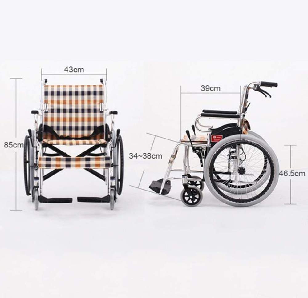 Prácticas sillas de ruedas con frenos traseros, livianas y antideslizantes, plegables para discapacitados, ruedas grandes, silla de ruedas manual, portátil, plegable, ultraligera, silla de transporte
