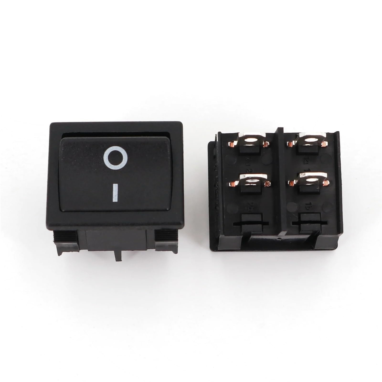 10 interruptores basculantes mini DPST de 21 x 24 mm, RL3-2, 4 pines, encendido y apagado, 2 posiciones, 10 A/125 V CA