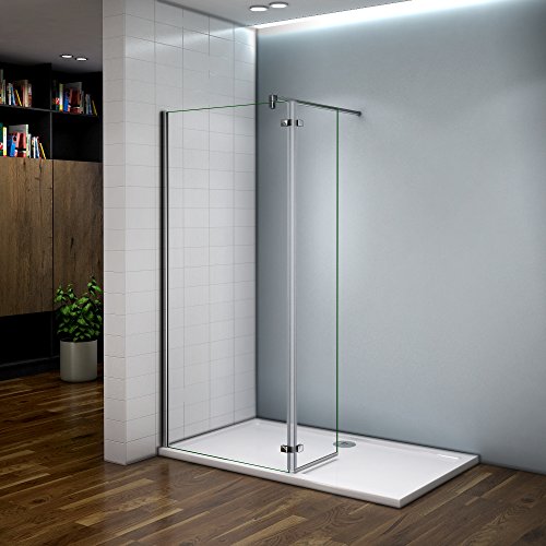 Paroi de douche 120x200 avec retour pivotante 40cm et la barre de fixation avec la pince tourné à 360 degré 90cm paroi de douche à l'italienne