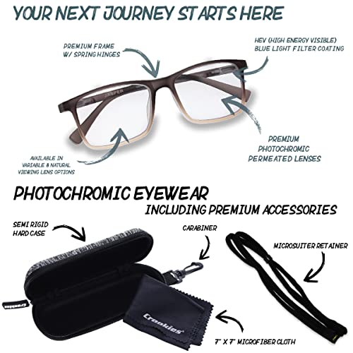 Croakies Jasper Photochromic Eyewear | UV400 Sunglass and Bluelight Protective Eyeglass For Outdoor and HEV Devices | Bundle3
