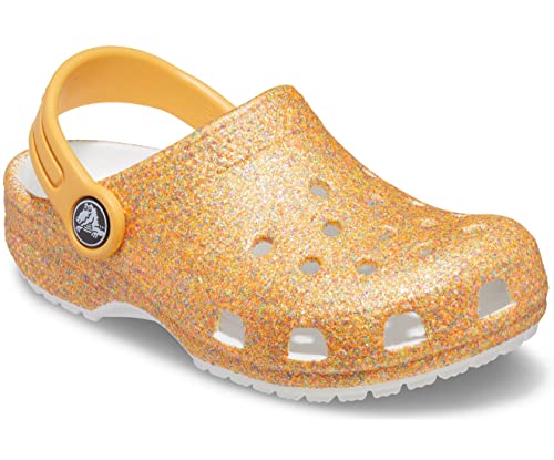 Image of Crocs Unisex ClsscGlttrClgK Orange Sorbet Glitter Clog-9 Kids UK (C9) (205441-9BE)