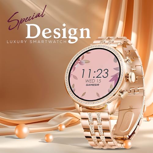 Image of GameSir GenDiva Smartwatch for Women with Bluetooth Calling, 1.69 inch AMOLED Display, 100+ Sports Modes, Health & Sleep Monitor, Voice Assistant, IP68 Waterproof, Long Battery Life, (Diamond Gold)