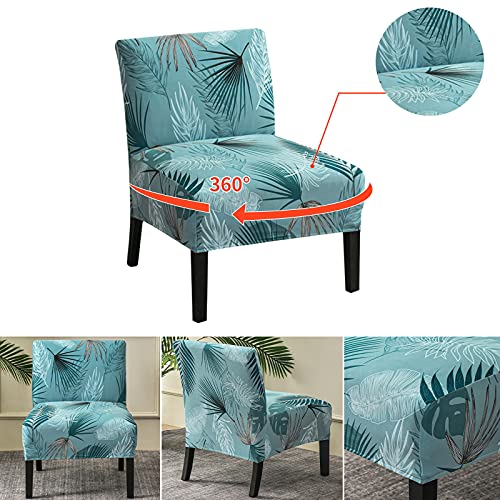 Image of Eco-Ancheng Armless Chair Slipcover Removable Armless Accent Chairs Covers Washable Armless Slipper Chair Slipcover Printed Armless Chair Furniture Protector Covers for Living Dining Room Hotel