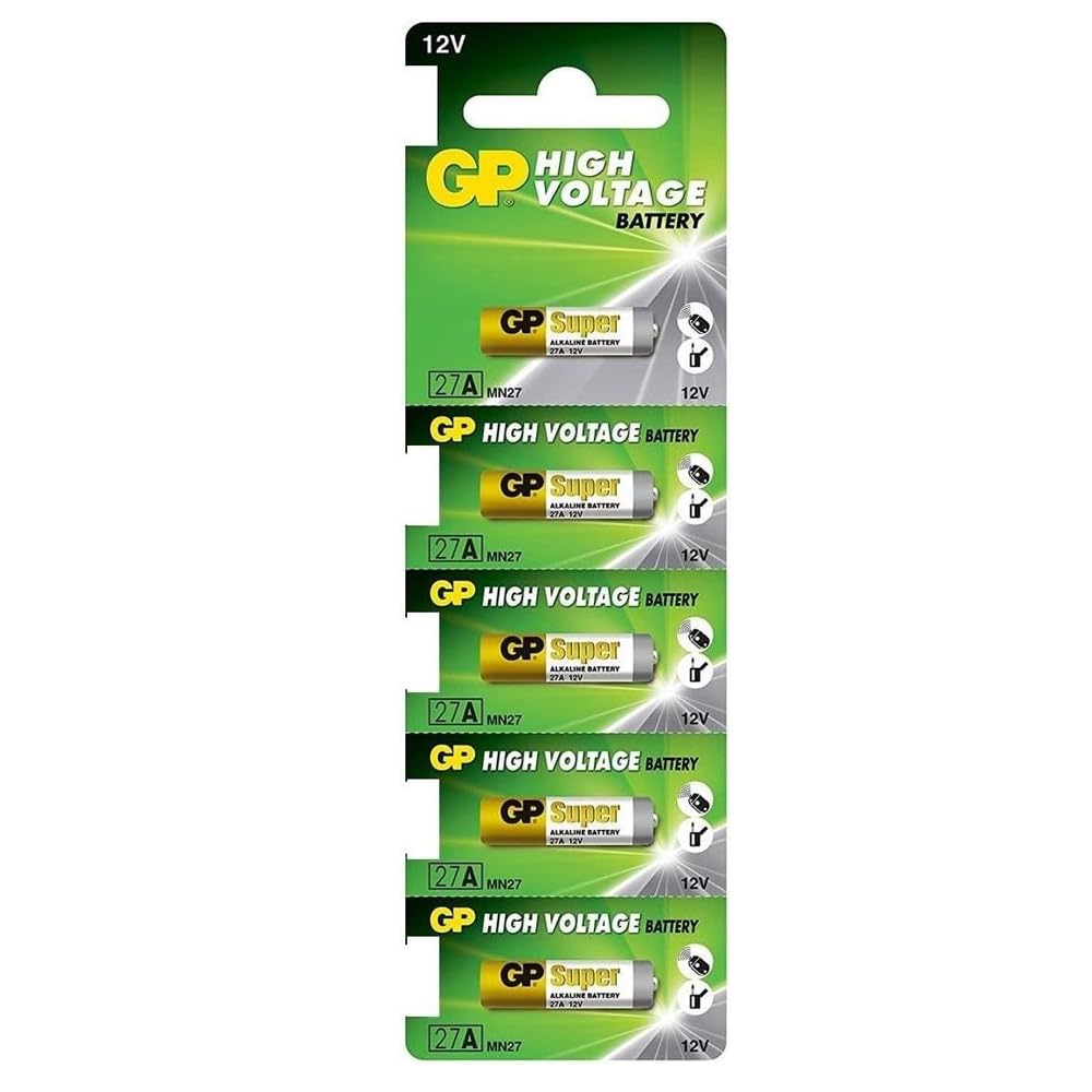 Imaginea 27A Battery | Pack of 5 | 12V GP Super High Voltage Cell for Remote Control Replacement Batteries, Watch, Calculator, Electric Toys, Game & Other Electric Products Alkaline Battery