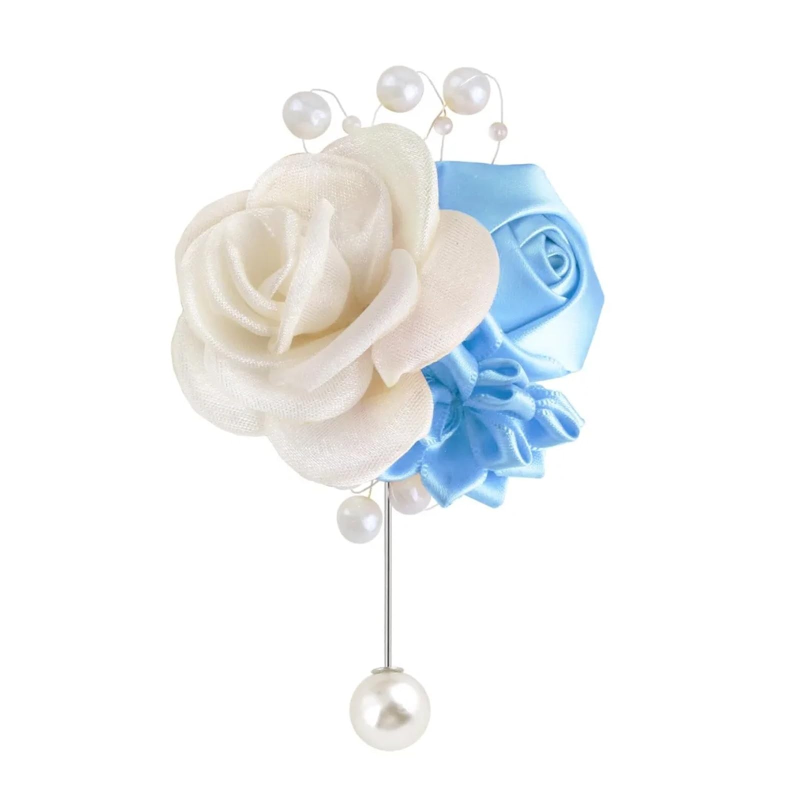 MQFBNNP Wedding boutonniere Organza & Satin Rose Boutonniere & Wrist Corsage(Orange)