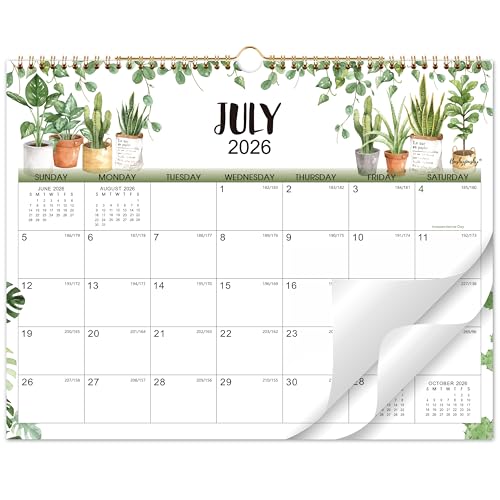Calendar 2026-2027- Wall Calendar 2026-2027 Jul. 2026 - Dec. 2027 18-Month Calendar 15 x 11.5 Twin-Wire Binding + Hanging Hook + Thick Paper + Unruled Blocks with Julian Dates - Plants
