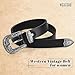 WERFORU Women Leather Belt for Jeans Pants Ladies Black Belt for Dress with Western Silver Buckle, Black,Medium(Length 43.3 Inches, Suit for waist size 27