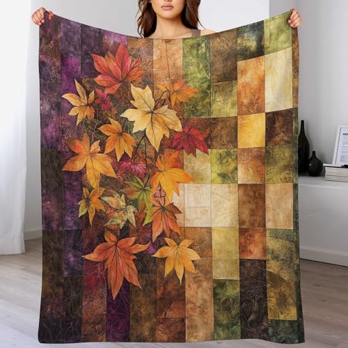 HDESDIS Abstract Autumn Theme Flannel Throw Blanket, Soft Cozy Warm