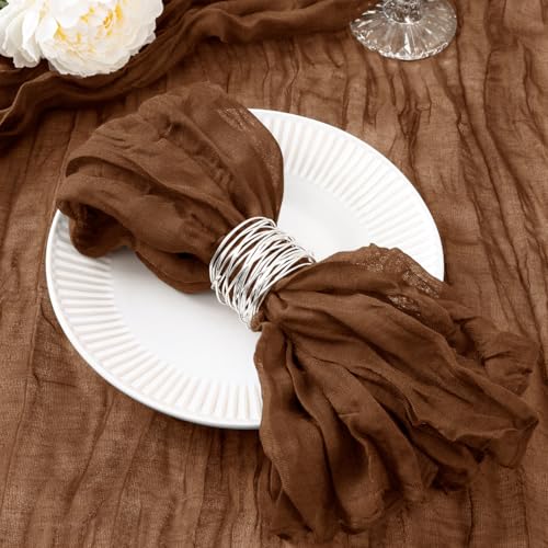 DeZerlor 100 Pack Brown Cheesecloth Napkins Tan Summer Cloth Napkins