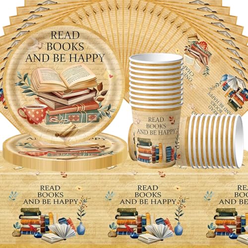 Juego de vajilla de estilo vintage de 61 piezas para fiestas, compuesto por platos, vasos de papel, servilletas y manteles, con capacidad para 20 comensales Juego de vajilla de estilo vintage de 61 piezas para fiestas, compuesto por platos, vasos de papel, servilletas y manteles, con capacidad para 20 comensales