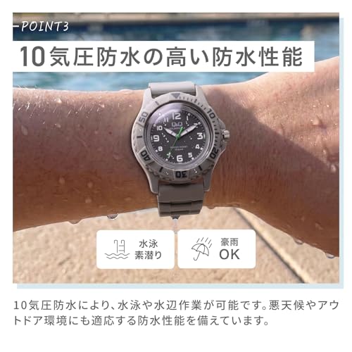 Citizen Q&Q Analog Solar Watch, 10 ATM, Gray - Image 6