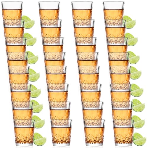 Gucass 32 bicchieri da liquore, 5 cl, lavabili in lavastoviglie, vetro senza piombo, con fondo pesante