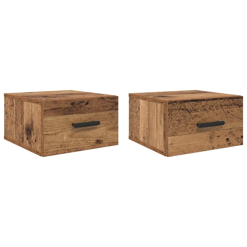 Tomostar Table de Chevet Murale Lot de 2, Table de Nuit Suspendue Chevet de Lit 2 pcs Bois Ancien 35 x 35 x 20 cm