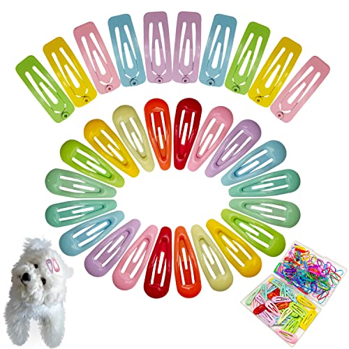 BENSEAO Dog Hair Clips Pet Hairpin Hair Accessories for Dog Cat Puppy Girl, 30 Piece Hair Clips, 100 Rubber Bands, Pet Accessories Storage Box