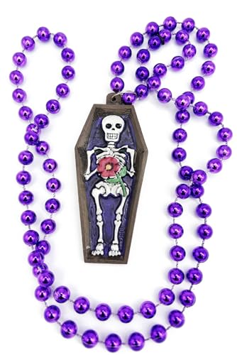 Day of the Dead Skeleton Coffin Mardi Gras Bourbon Street Mardi Gras Beads New Orleans Bayou Lousianna Cajun Creole Party