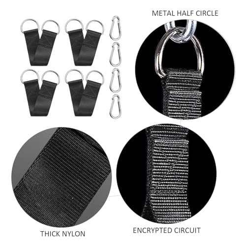 FDGGT 4 Stück Schaukelgurte, Mit 4 Stück Karabiner, Schaukelmontagezubehör, Hängemattenzubehör, Hängemattenaufhängungsvorrichtungen, Hängemattenbefestigungszubehör