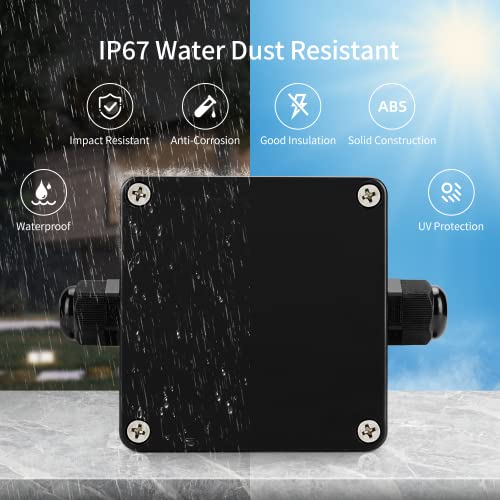 Abs Ip67 Waterproof Dustproof Electrical Junction Box, With 15A 600V Barrier Terminal Cable Connector, 1 In/1 Out Power Junction Box（3.26*3.18*2.2In） #TOP1