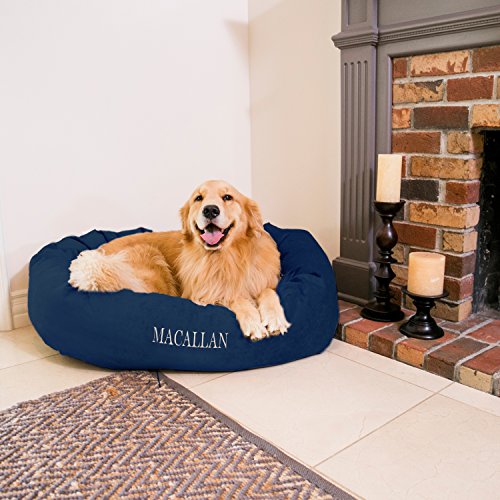 Majestic Pet Personalized Bagel Dog Bed - Machine Washable - Soft Comfortable Sleeping Mat - Durable...